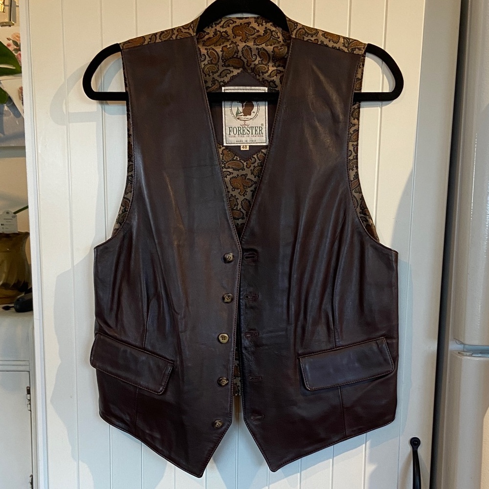 Stunning brown genuine Italian leather waistcoat M - Picture 3 of 13